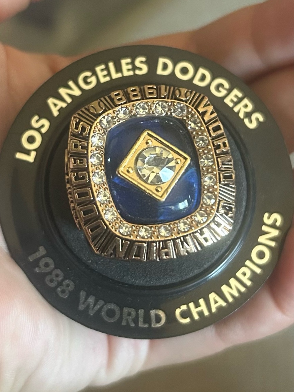 MLB Los Angeles Dodgers Championship Ring Display Puck - Blue & Gold